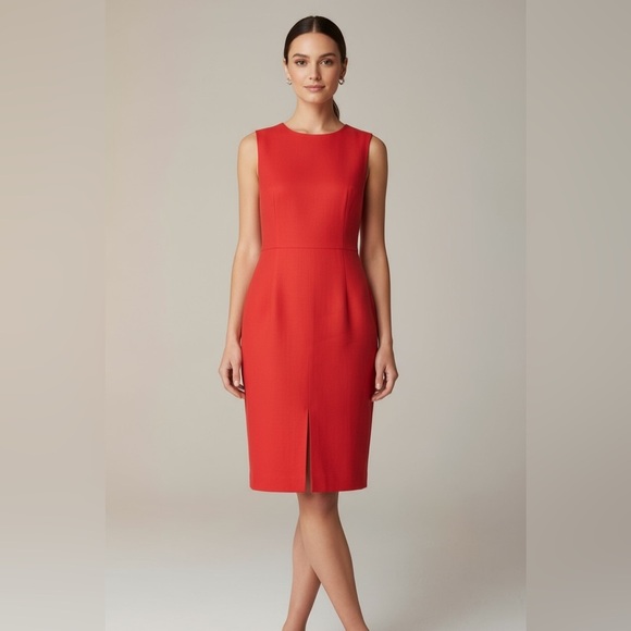 J. Crew Palermo Vintage Red High-neck sheath dress stretch linen Size 6Tall NEW - Picture 2 of 15